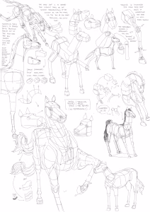 Digital sketchbook page journal filled with drawings, artworks, sketches, notes focused on study and practice