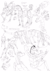 Digital sketchbook page journal filled with drawings, artworks, sketches, notes focused on study and practice